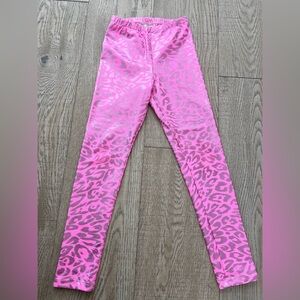 NWT Maggie Rey Metallic Pink and Silver Leopard Print Kids Leggings size 6 year